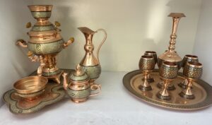 ظروف خاتم کاری شده مسی