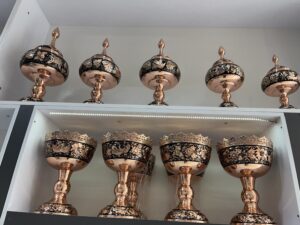 فروش عمده ظروف مسی الماس تراش