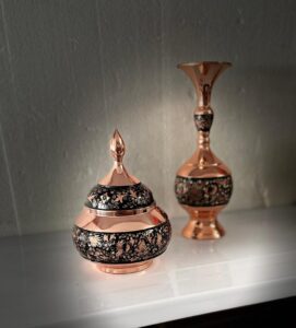 ست قندان و گلدان زیبای تراش خورده با الماس