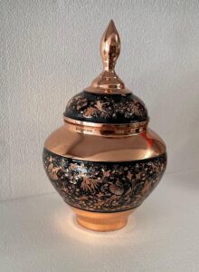 جای شکلات و آجیل و قندان مسی الماس و تراش خورده در سایز های مختلف